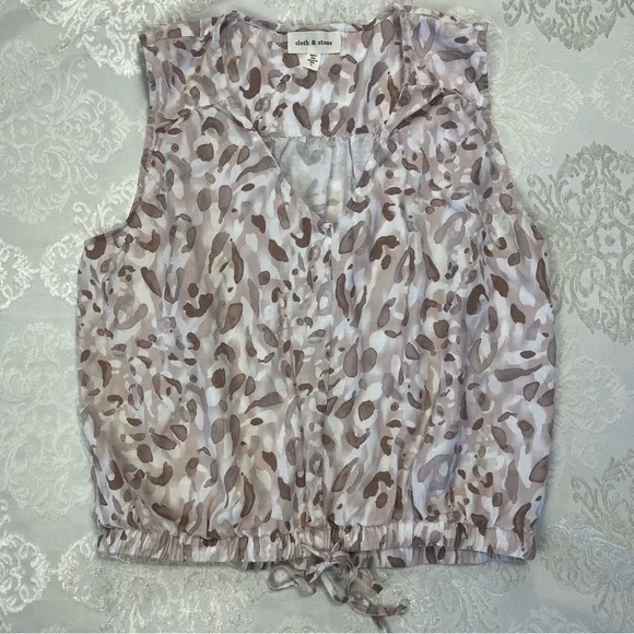 Cloth & Stone Anthropologie Sleeveless Blouse Abstract Print Size Large - Picture 7 of 8